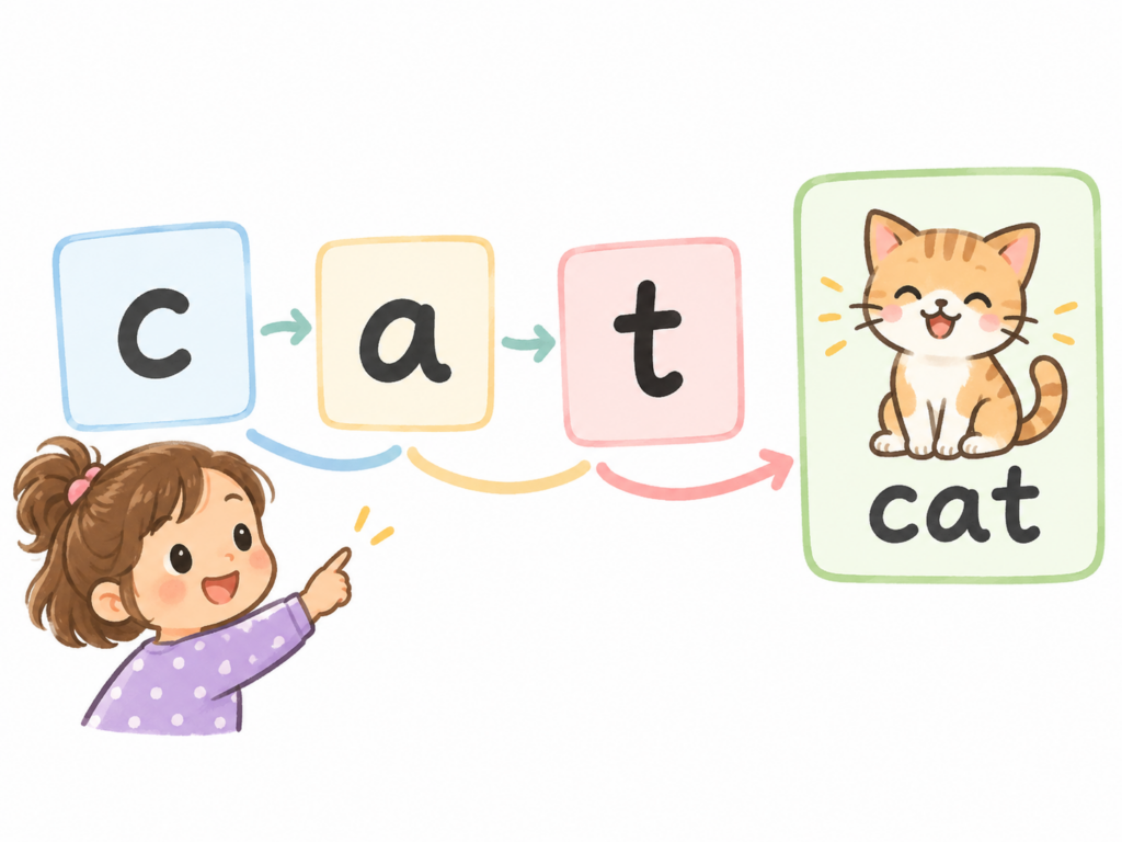 子どもがカードを指でつなげている