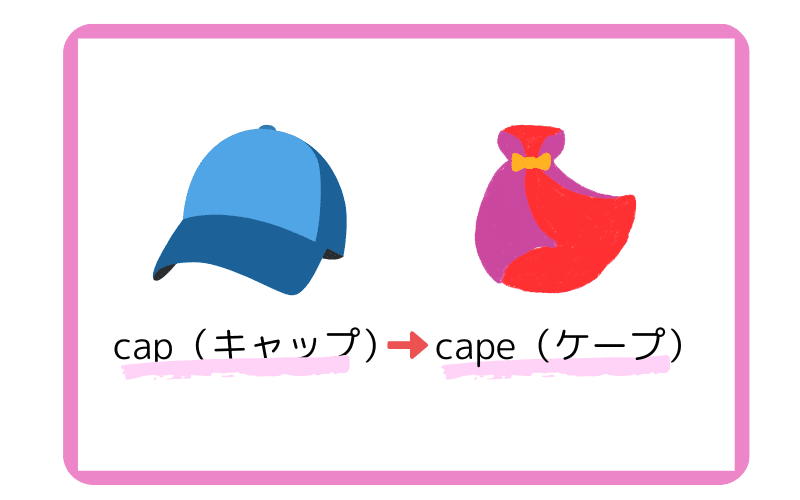 cap（キャップ）と cape（ケープ）